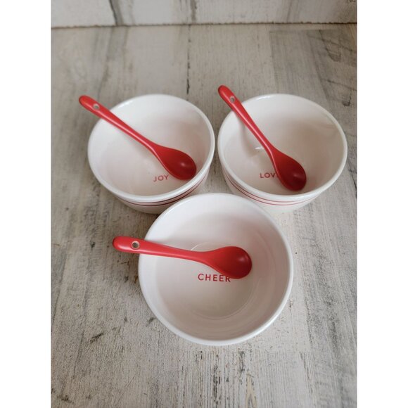 Hallmark Joy Love Cheer mini bowl spoon Xmas set - Picture 1 of 7